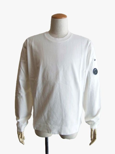 30/2 MERCERIZED JERSEY TWISTED LONG SLEEVE LENS TSHIRT  (ホワイト) クルーネック 長袖シャツ