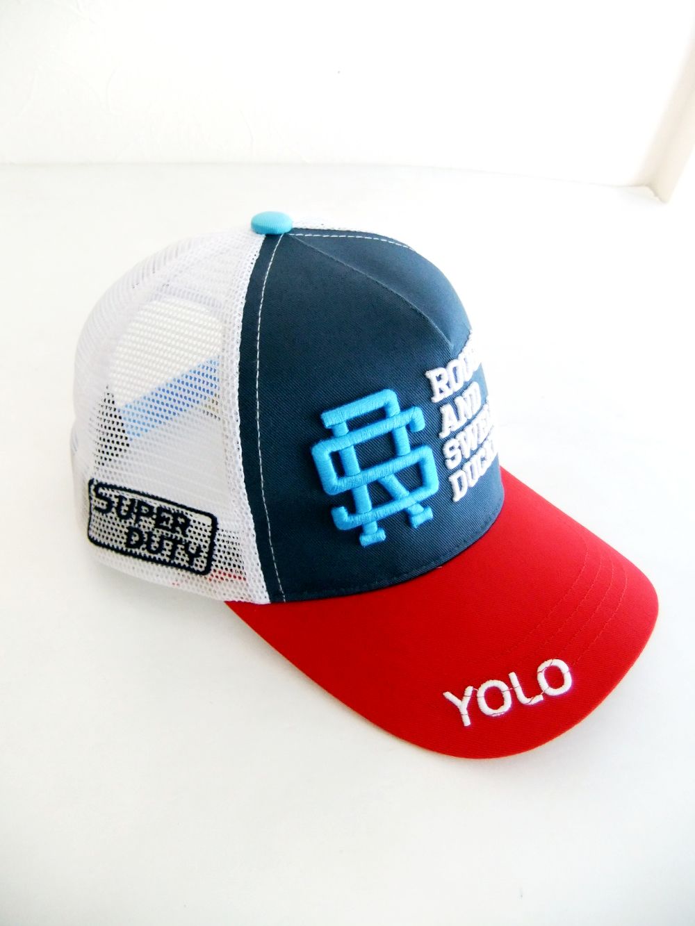 MESH TOUR CAP ( ダークブルー×レッド ) ロゴ入りキャップ RSA-22001