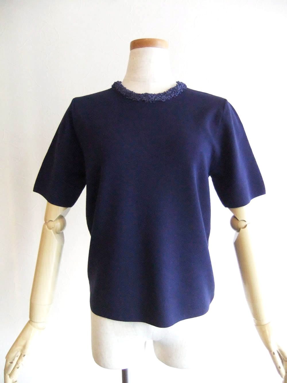 【jeune】 ペーパーヤーン フリル 付き ニット プルオーバー   J149654M