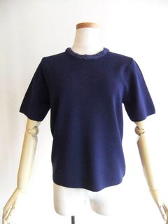 【jeune】 ペーパーヤーン フリル 付き ニット プルオーバー   J149654M