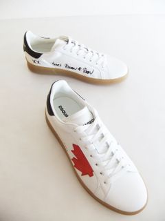 BOXER SNEAKERS  (ホワイト) ロゴ レザースニーカー