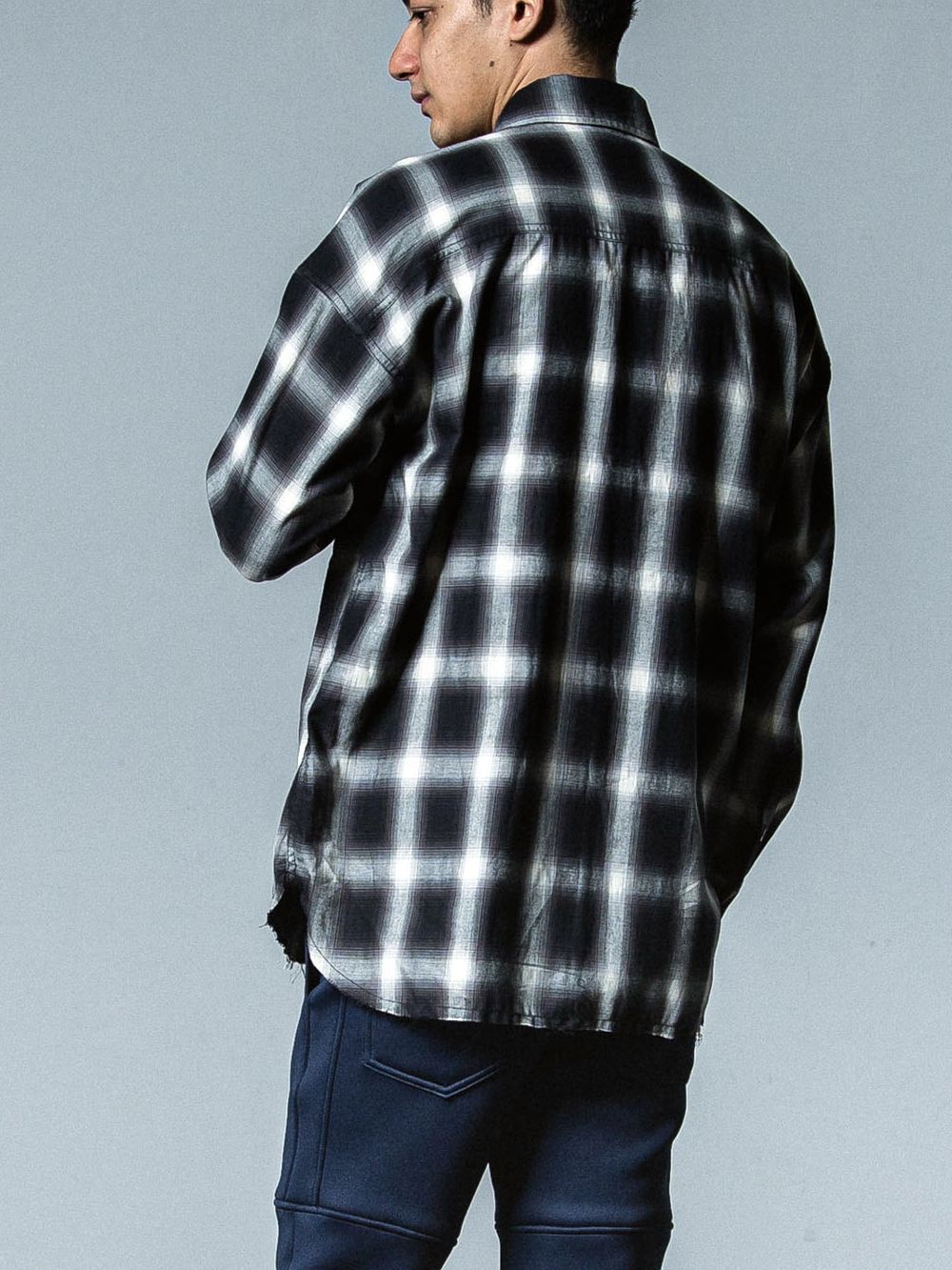 OVER GOWN CHECK SHIRTS （ブラック）  オ－バーサイズ チェックシャツ