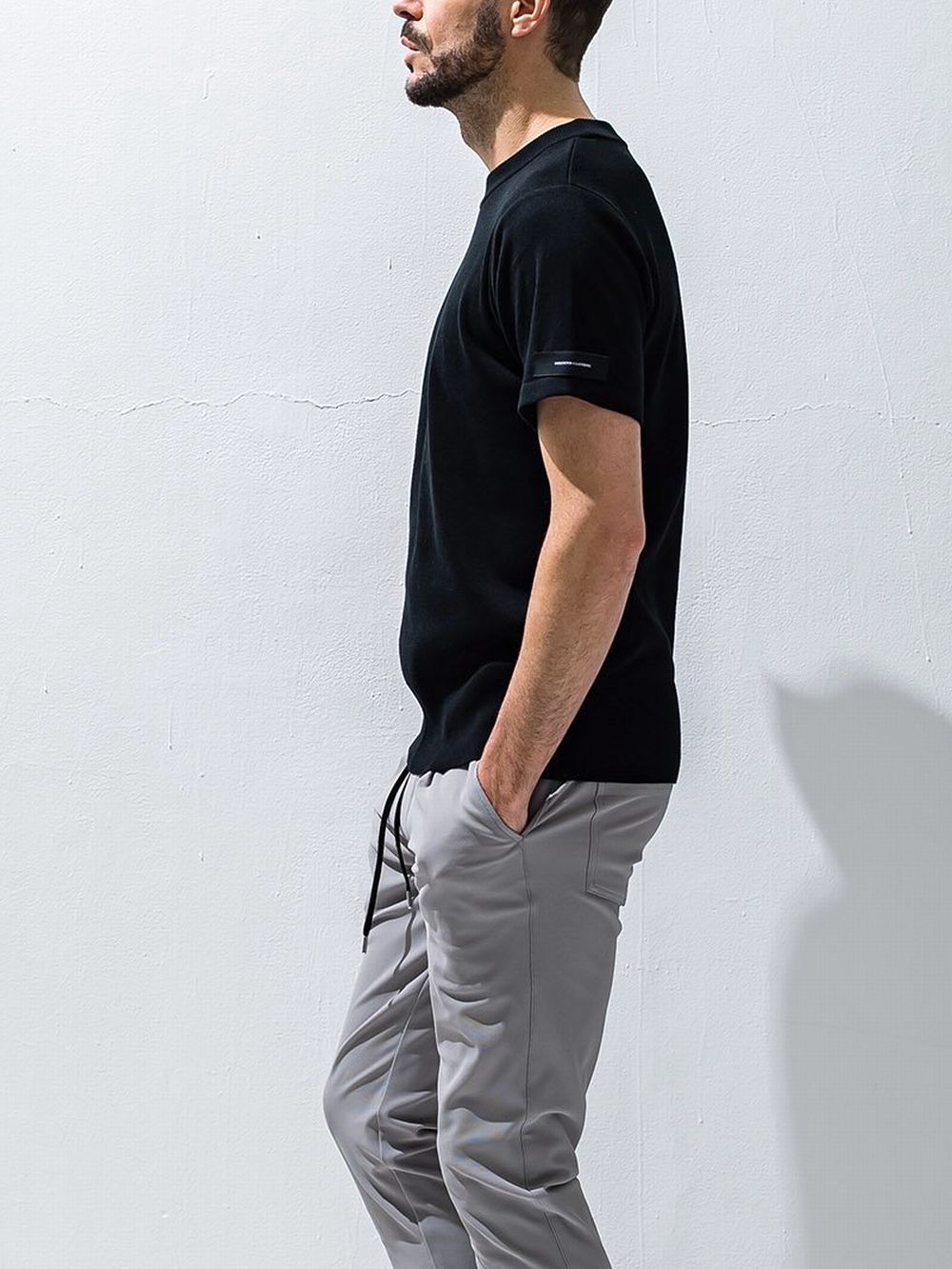 SILK HALF KNT   RC28-K-001 (ブラック)   半袖クルーネック ニット