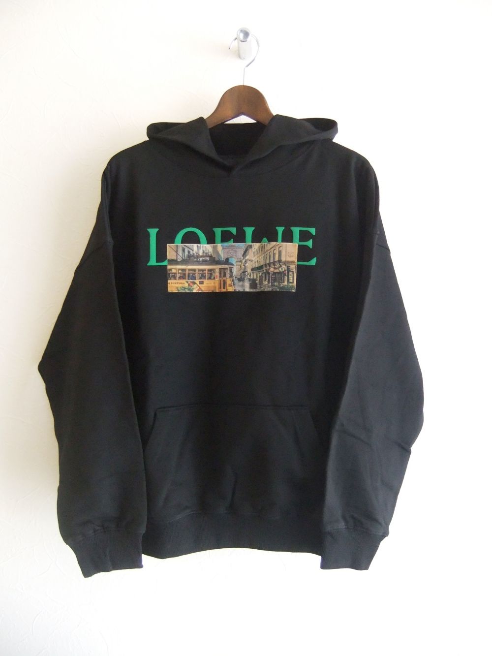 【MICALLE MICALLE Account】 HOMMAGE  LW PAINT HOODIE (ブラック)   ロゴ フーディ  MAG100TDC