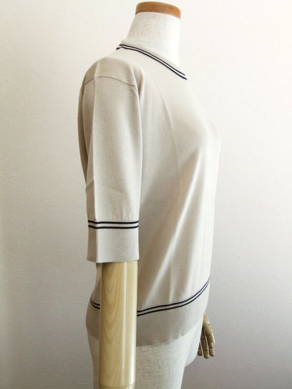 《LADIES》 S4619  30G コットン 半袖 ティッピングクルーネックニット