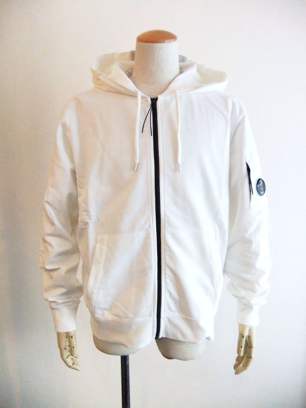 LIGHT FLEECE ZIPPED HOODIE   (ホワイト)   スウェットパーカー