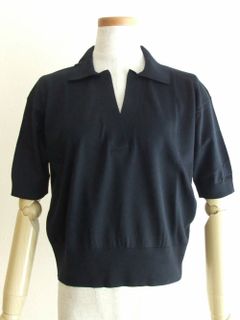 《LADIES》 S4550  30G  コットン 半袖  スキッパー ニット ポロシャツ