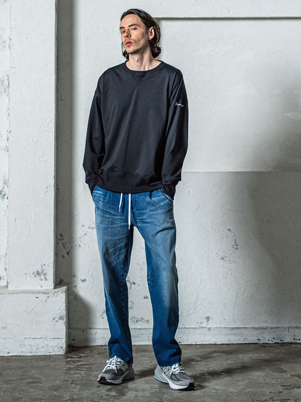 EX SWEAT DROP TRAINER  (ブラック) ルーズトレーナー  RC35-C-002