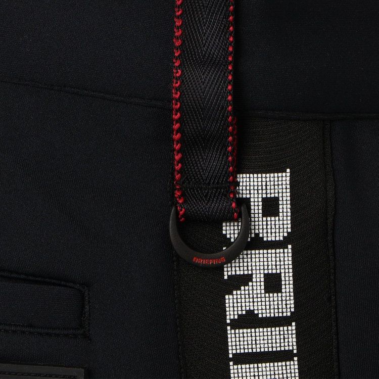 MENS SIDE LOGO LINE SLIM PANTS (ブラック) ロゴ ストレッチジャージパンツ