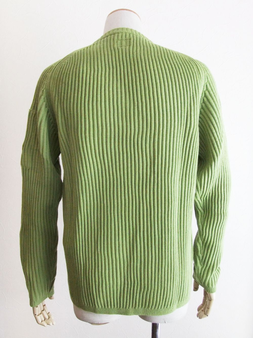MERINO WOOL JUMPER   (ライトグリーン） リブ編みクルーネック セーター
