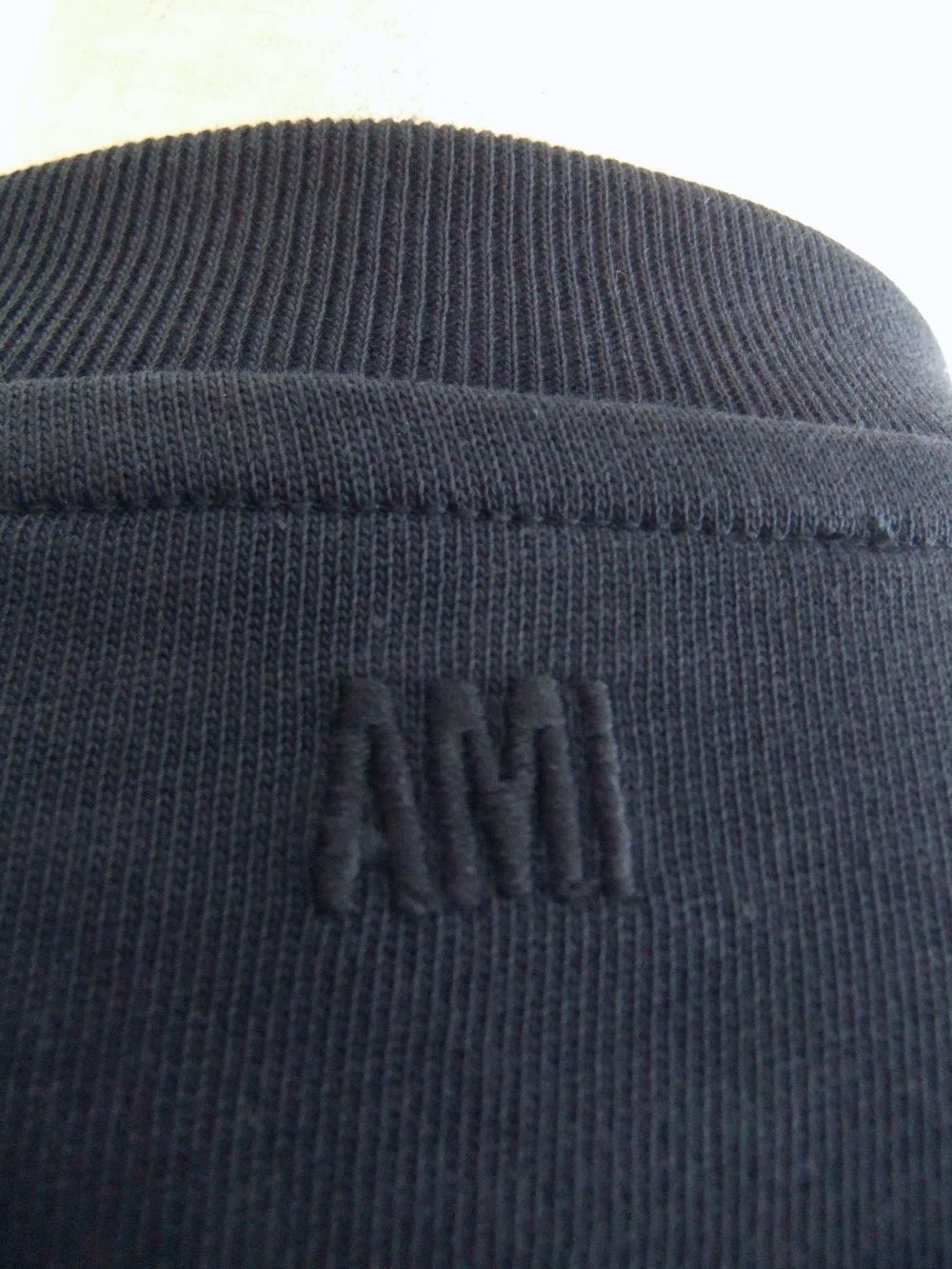 【レディース】AMI DE COEUR Tシャツ  （ネイビー）  ロゴ パッチ 7分袖 Tシャツ