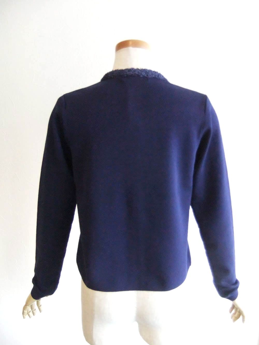 【jeune】 ペーパーヤーン リボンフリル 付き ニット カーディガン   J149655M