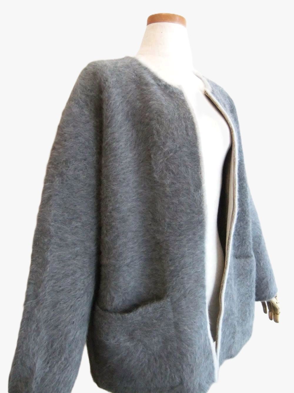 フォックス × カシミヤ 接結 ニット コート ジャケット   A152047M