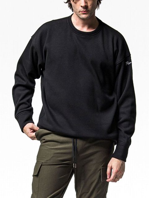 VELOURS FLEECE THERMAL LOOSE TRAINER  (ブラック)  裏起毛 ルーズトレーナー