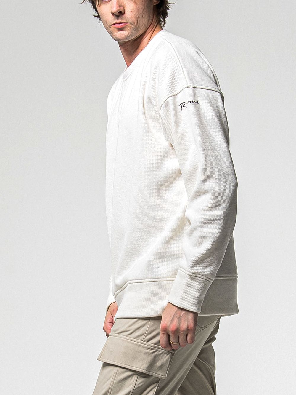 VELOURS FLEECE THERMAL LOOSE TRAINER  (ホワイト)  裏起毛 ルーズトレーナー