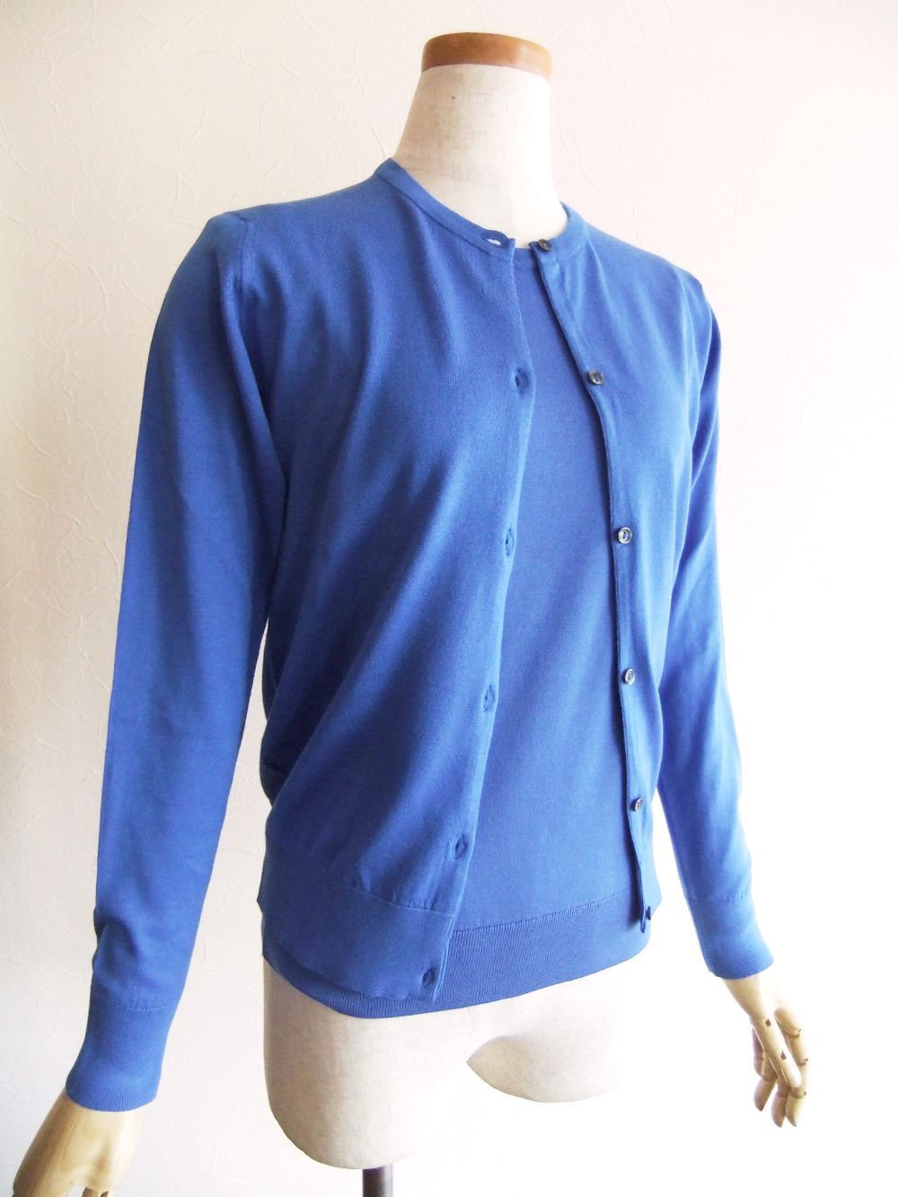 《LADIES》 ELINOR  30G コットン クルーネック カーディガン 【MODERN FIT】