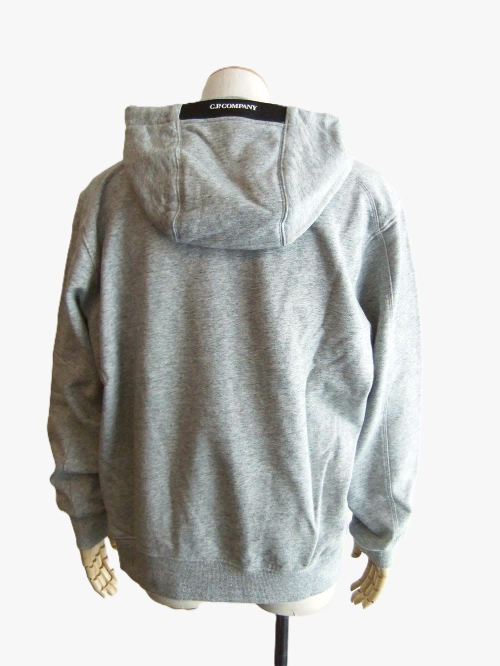 DIAGONAL RAISED FLEECE HOODED LENS SWEATSHIRT (グレー) フーデッド スウェットシャツ