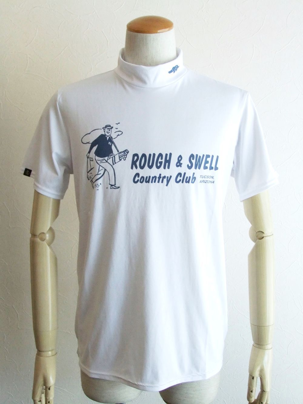 rough & swell モックネック 半袖ポロシャツ rough & swell - SANDWICH GOLF MOCK (ホワイト) モックネック