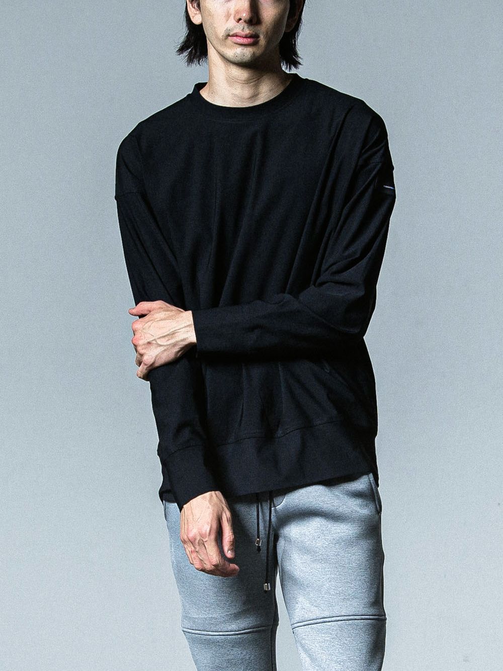 NYLON LONG SLEEVE     ナイロン ロングスリーブ Tシャツ (ブラック)   RC33-C-001