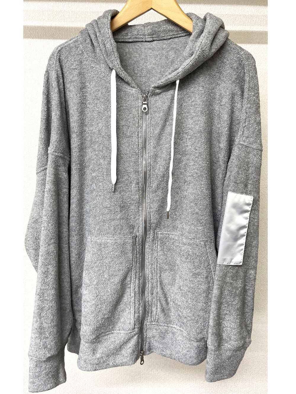 WEST pile zip loose hoodie  (グレー)  ジップアップパイルパーカー