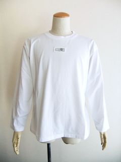 《MM➅》 Maison Margiela  (ホワイト) ロゴ  ロングスリーブ T シャツ
