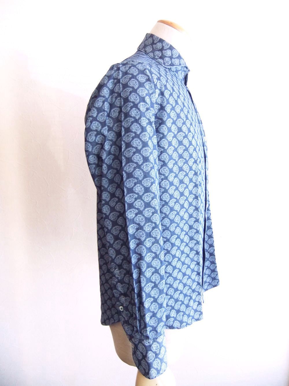 ペイズリー柄 プリント デニム シャツ 【SLIM FIT】   380600L84