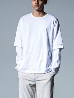 fake layered longsleave   フェイクレイヤード ロングスリーブ Tシャツ (ホワイト)   RC33-T-003