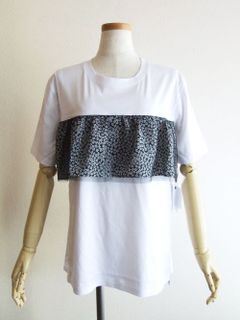 リバティプリント メッシュレースフリル付き フレアー Tシャツ   MM2202