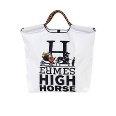 【MICALLE MICALLE Account】 HOMMAGE HORSE TOTE BAG  (ホワイト) オマージュ トートバッグ  MAB107GDE
