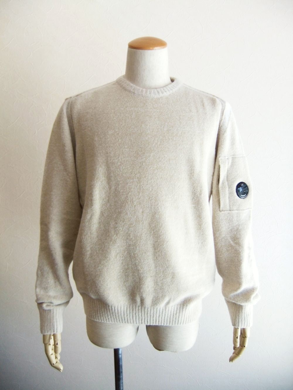 C.P. COMPANY - FLEECE KNIT JUMPER (グリーン) ウール クルーネック