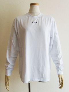 《LADIES》 ミニロゴ コットン 長袖 Tシャツ (ホワイト)  2941MDM82