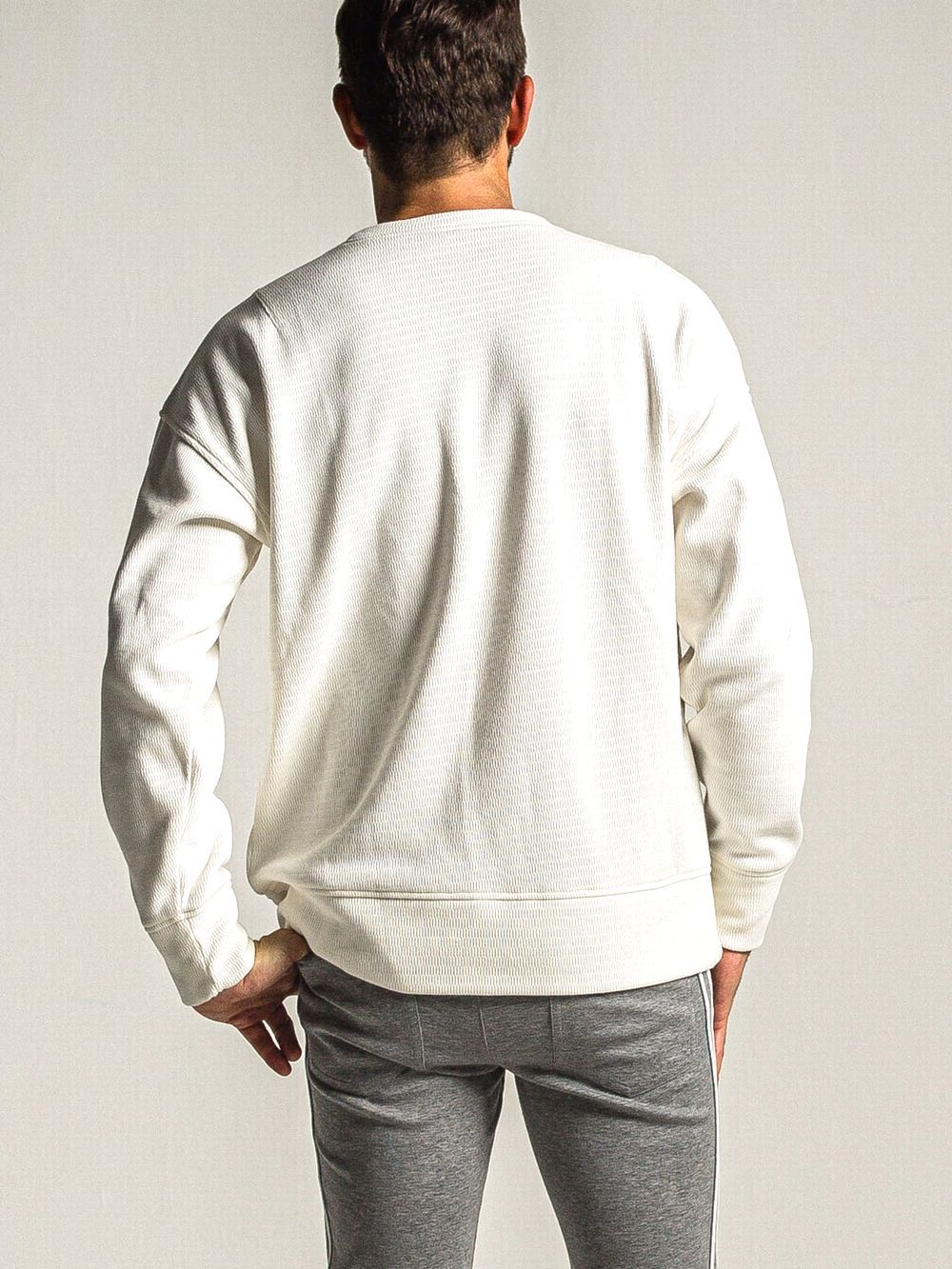 VELOURS FLEECE THERMAL TRAINER (ホワイト)  サーマルルーズトレーナー