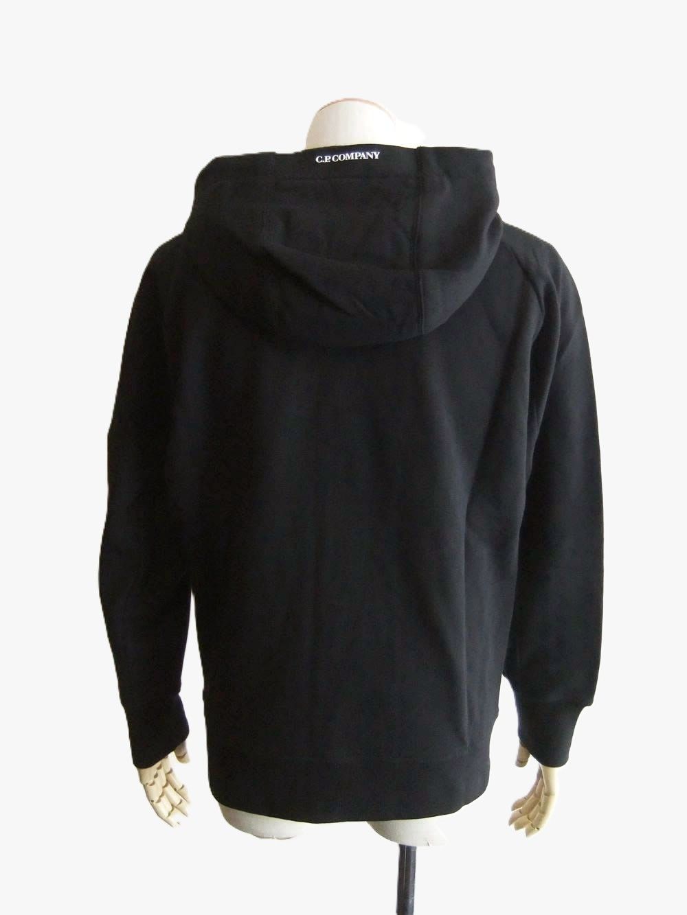 DIAGONAL RAISED FLEECE HOODED ZIP LENS SWEATSHIRT  (ブラック)  スウェットパーカー