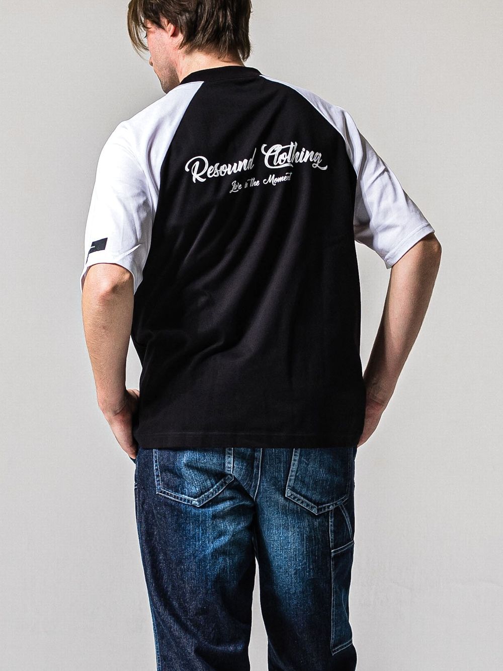 BACK RC RAGLAN OVER T  (ブラック / ホワイト)   グランスリーブオーバーTシャツ