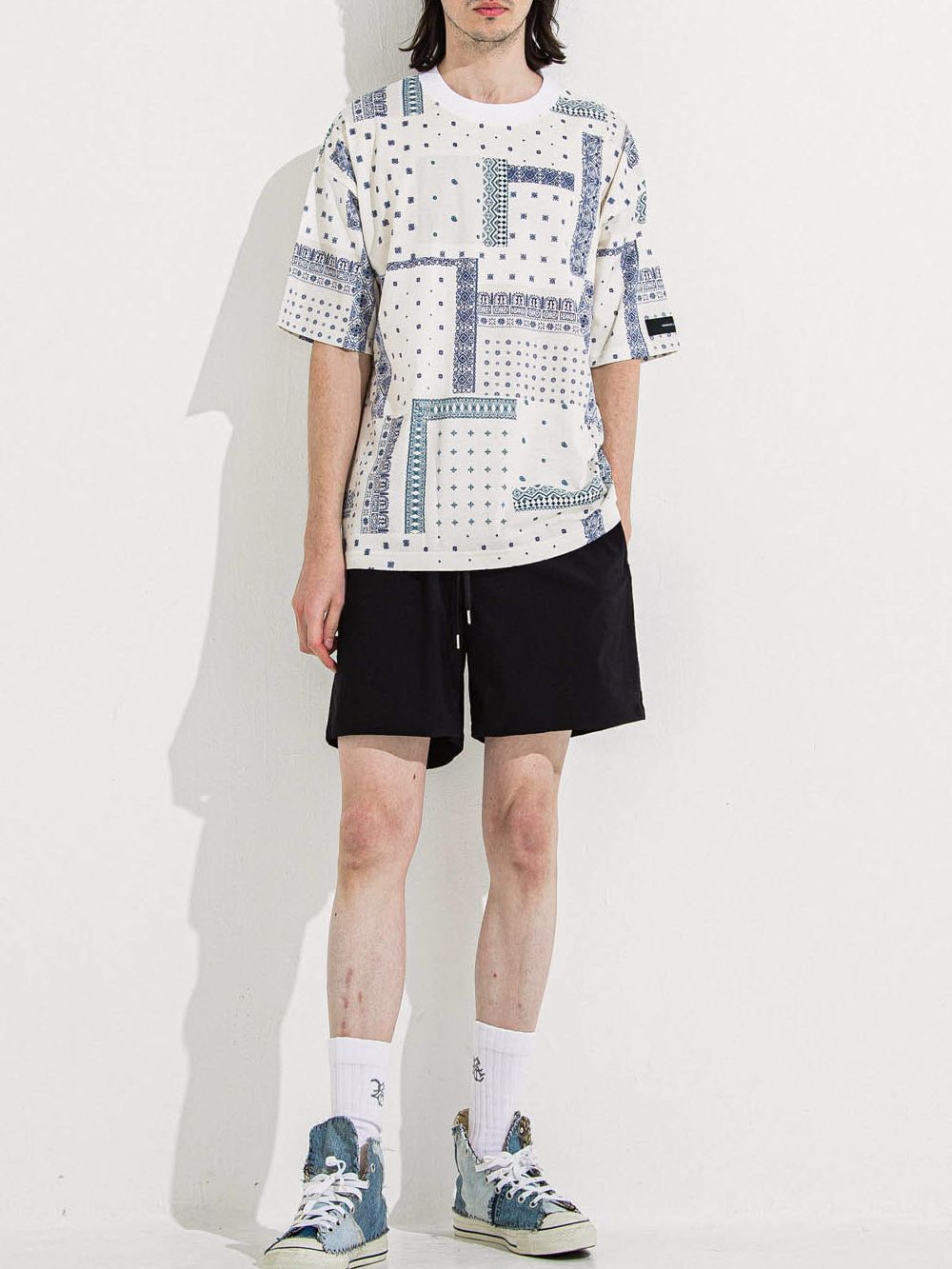 BANDANA OVER  TEE  (ホワイト)   バンダナ柄 オーバーサイズ Tシャツ