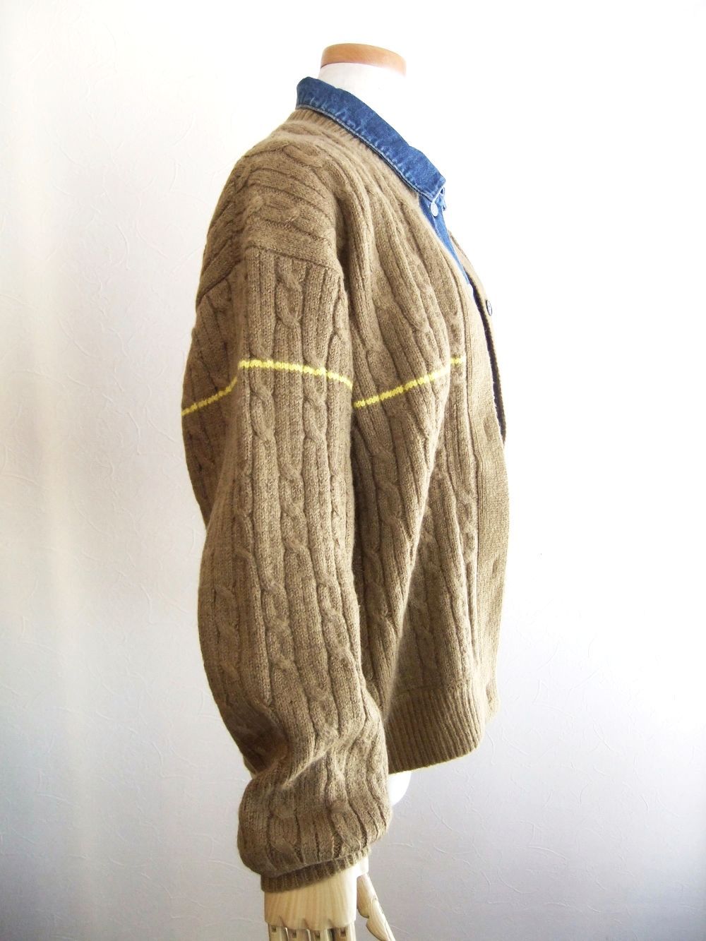 2WAY  アラン編みKNIT × Gジャン  (ベージュ)   BB25-718
