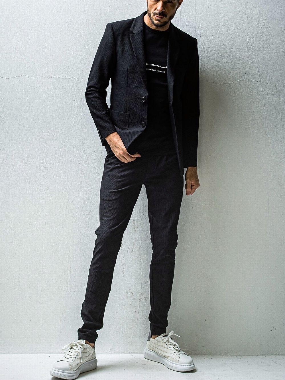 CHRIS EASY TUCK PANTS スラックス イージー タックパンツ (ブラック)