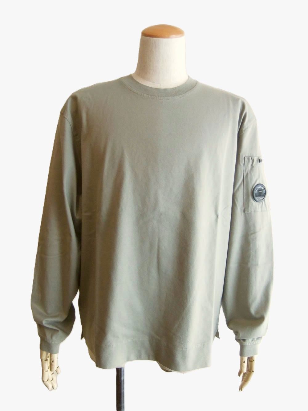 30/2 MERCERIZED JERSEY TWISTED LONG SLEEVE LENS TSHIRT  (グレージュ) クルーネック 長袖シャツ