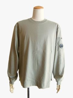 30/2 MERCERIZED JERSEY TWISTED LONG SLEEVE LENS TSHIRT  (グレージュ) クルーネック 長袖シャツ