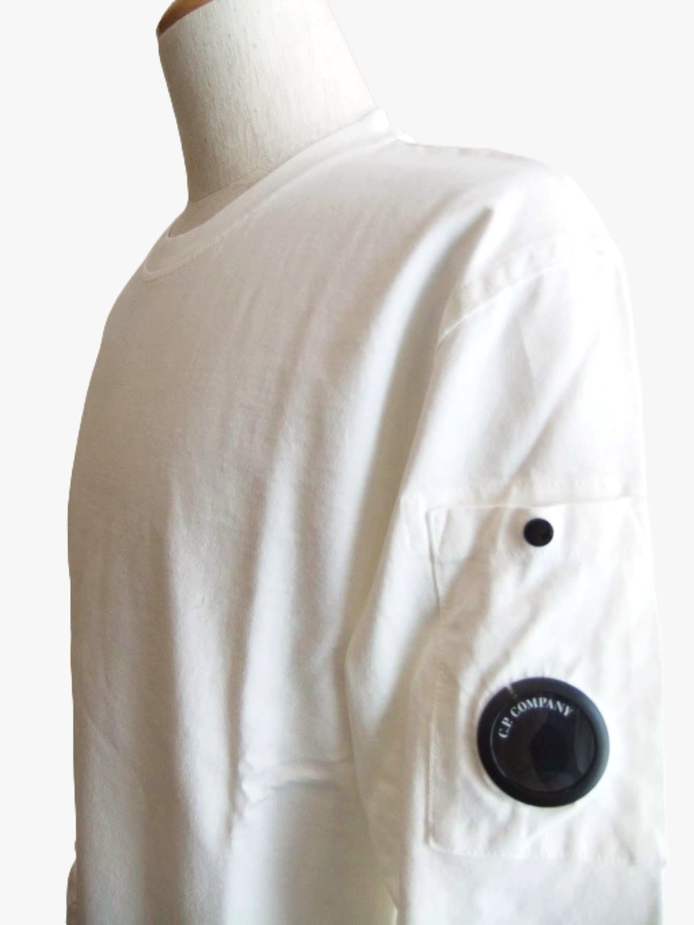 30/2 MERCERIZED JERSEY TWISTED LONG SLEEVE LENS TSHIRT  (ホワイト) クルーネック 長袖シャツ