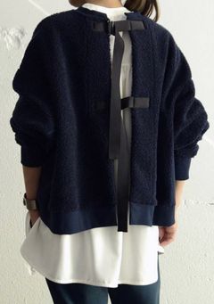 【SIWALY】 ボア バックリボン付き 2WAY プルオーバー   521408