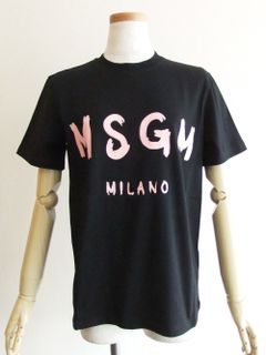 《LADIES》 筆描き ロゴプリント コットン Tシャツ  (ブラック)  3241MDM510