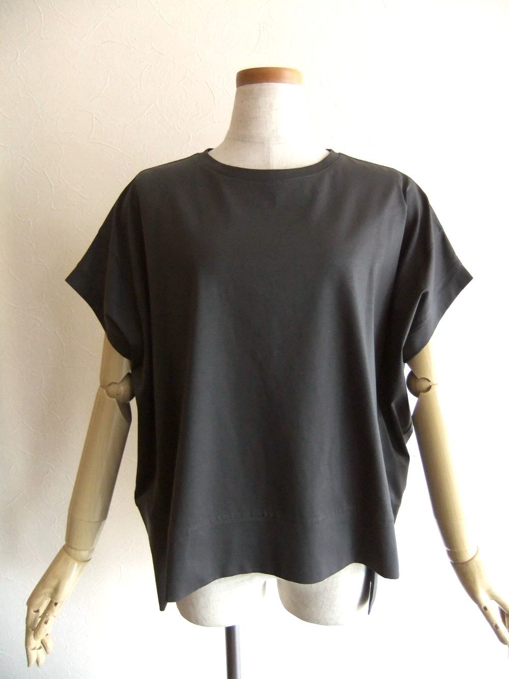 フロントスリット コクーン Tシャツ  (チャコール)  526975