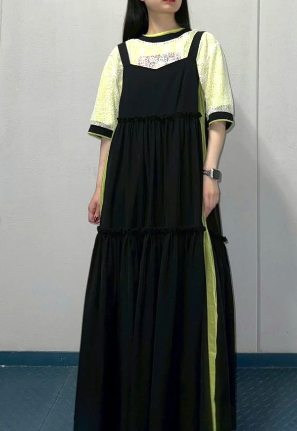 サイド ライン切り替え キャミソール ティアード ワンピース  MMA112DEA