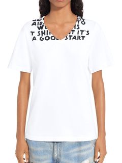 【レディース】MM⑥ MAISON MARGIELA    V-NECK SIDA ロゴ Tシャツ