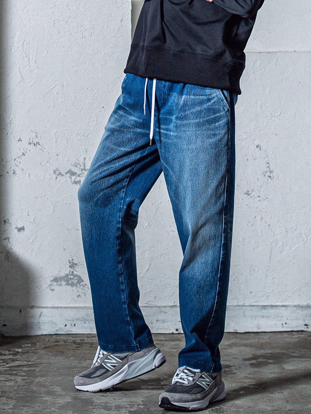 EX   DENIM JERSEY WIDE PT   セミワイド ジャージーンズ