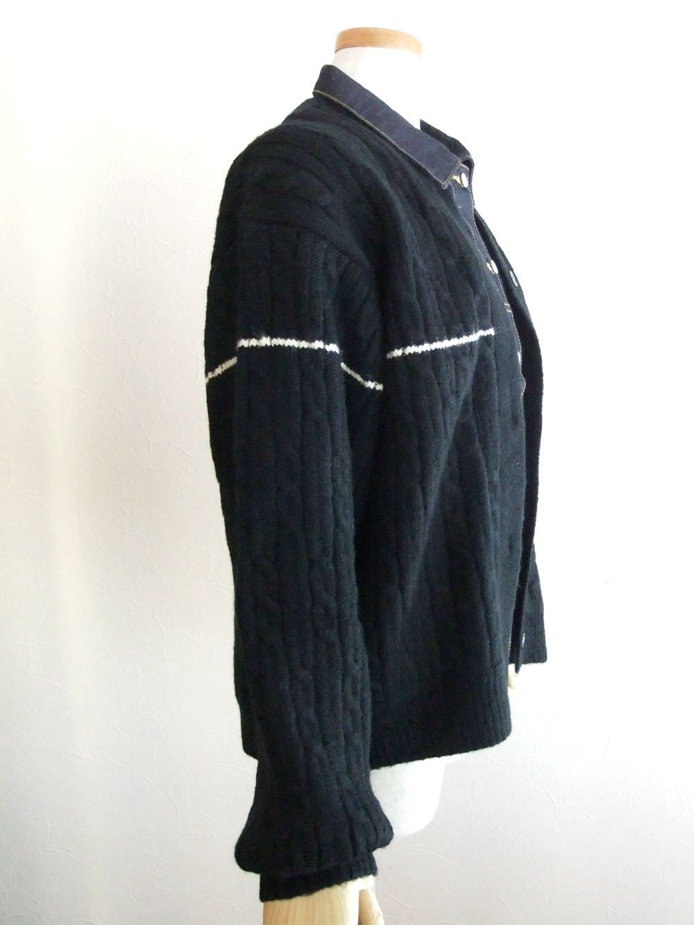 2WAY  アラン編みKNIT × Gジャン  (ブラック)   BB25-718