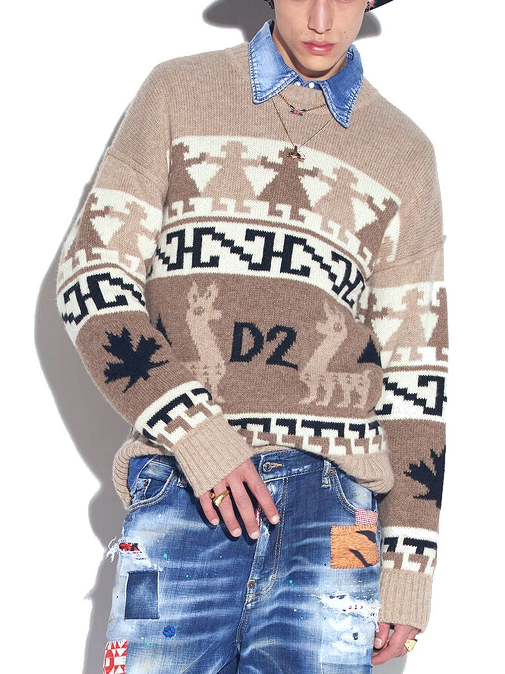 LLAMA PULLOVER  アルパカ混 クルーネックセーター  S74HA1257