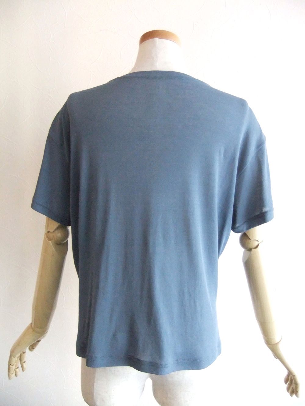 シアー コットン ガーゼ ロゴプリント Tシャツ  (ブルーグレー) 526976