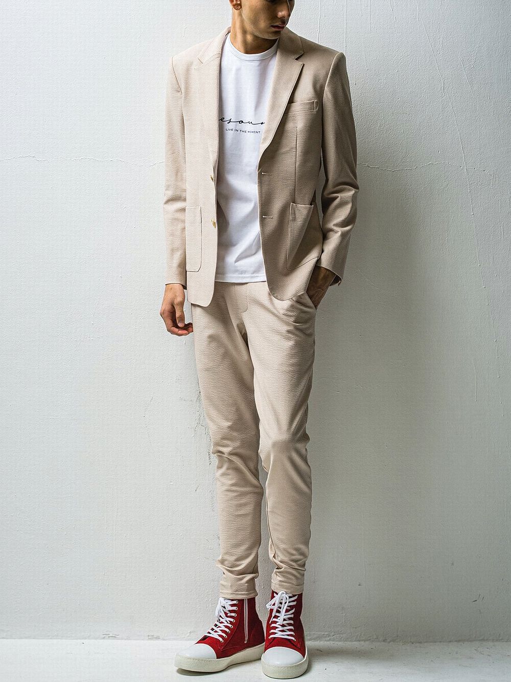 CHRIS EASY TUCK PANTS スラックス イージー タックパンツ (ベージュ)